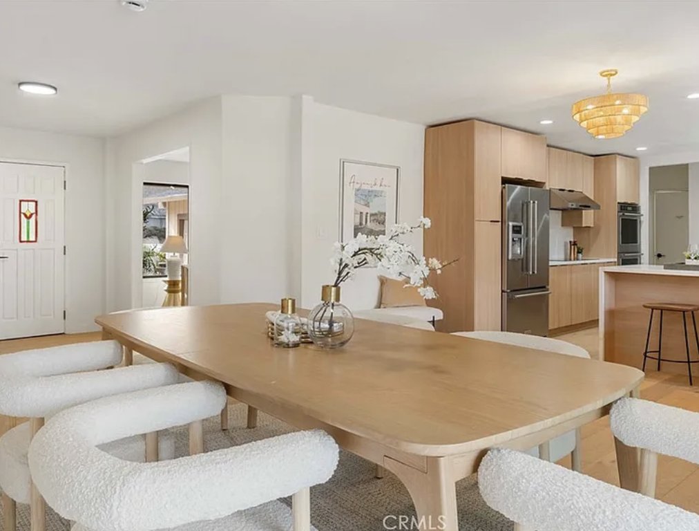 Open dining and kitchen area at the Danville residence